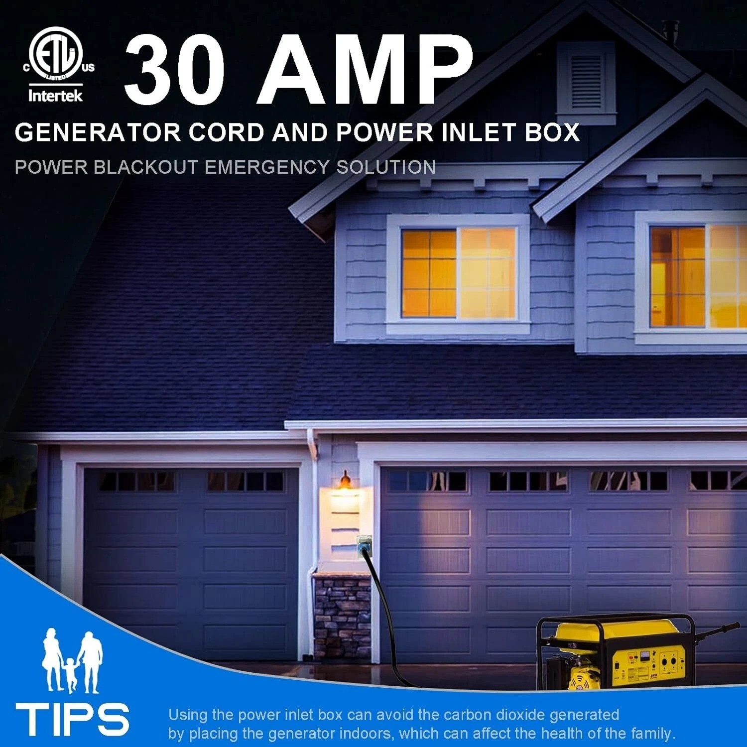 and Power Inlet Box, 25FT Generator Cords 30 Amp,125V/250V Generator Power Co…