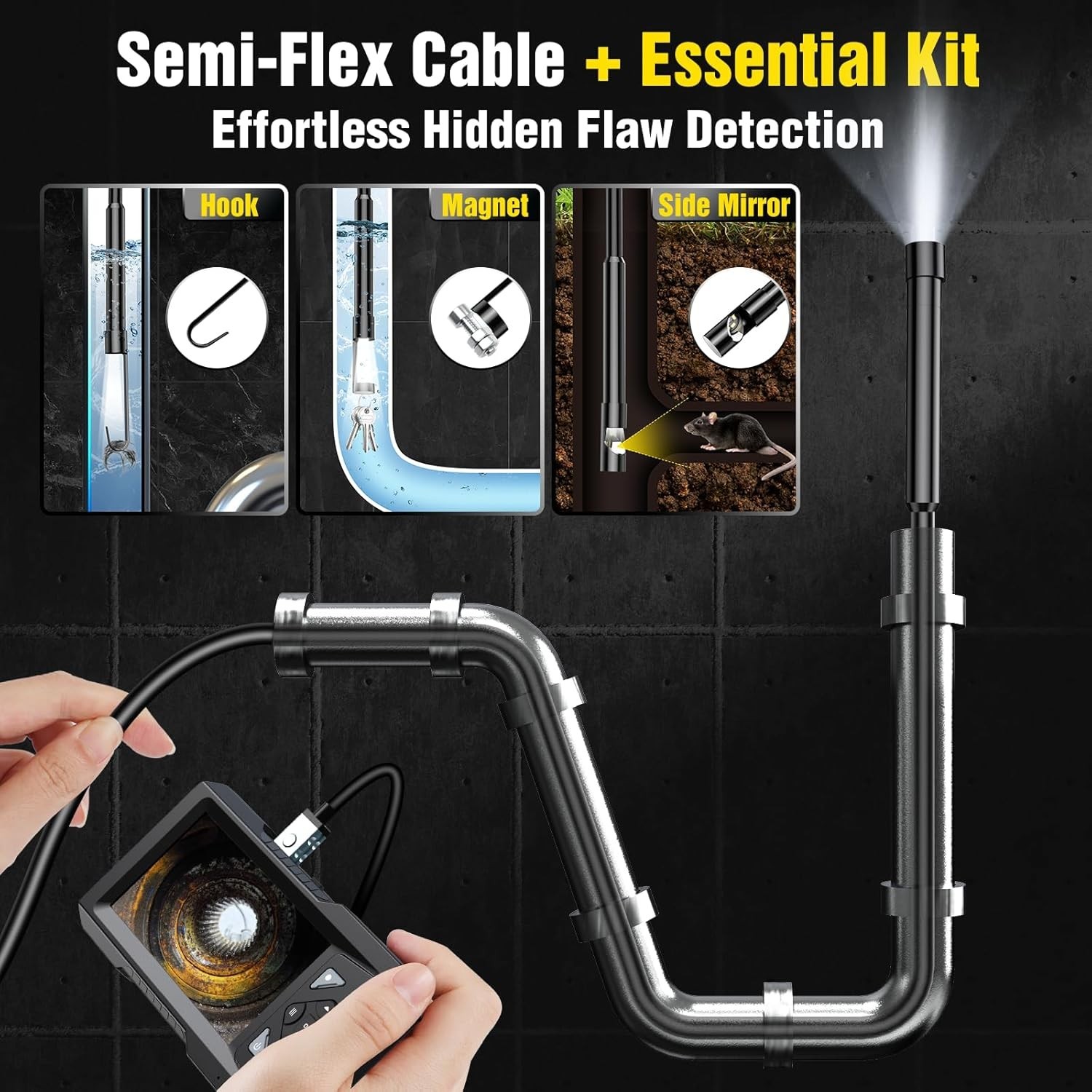 Industrial Endoscope Camera 1080P HD 4.3» Screen Borescope Inspection Camera US
