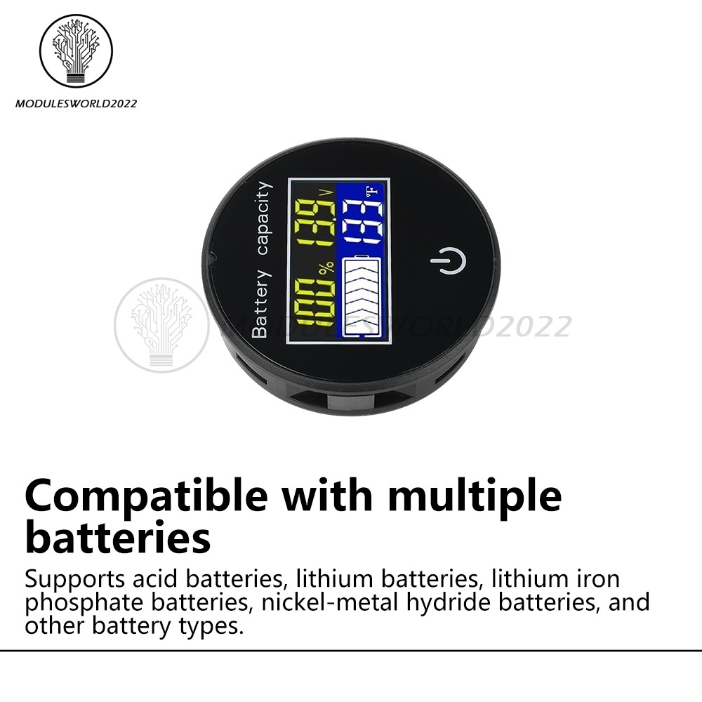 LCD Digital Battery Level Indicator Voltage Power Percentage Temperature Display