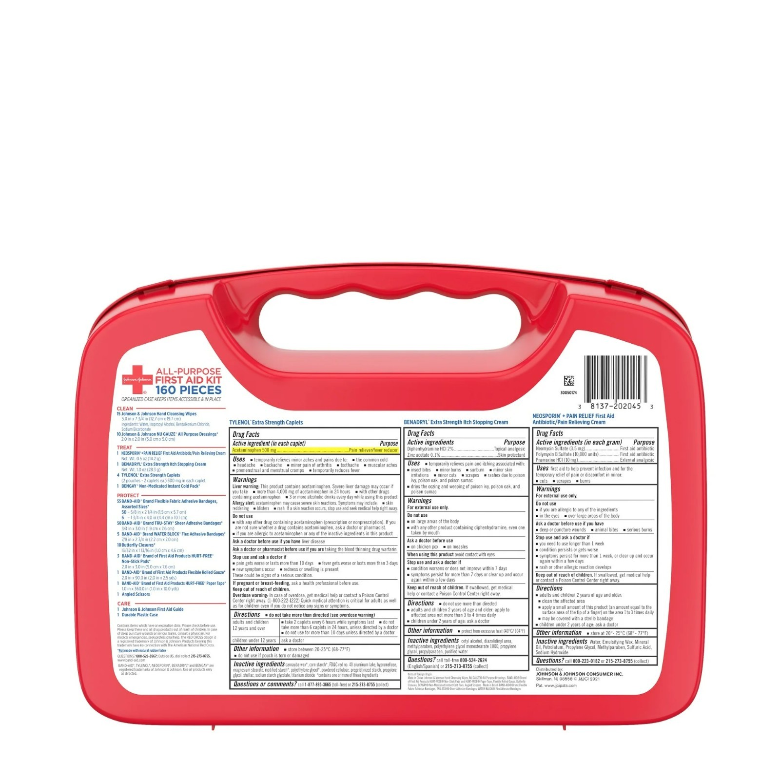 Johnson & Johnson Brand New Portable Compact First Aid Kit, 160 pc Exp 12/26