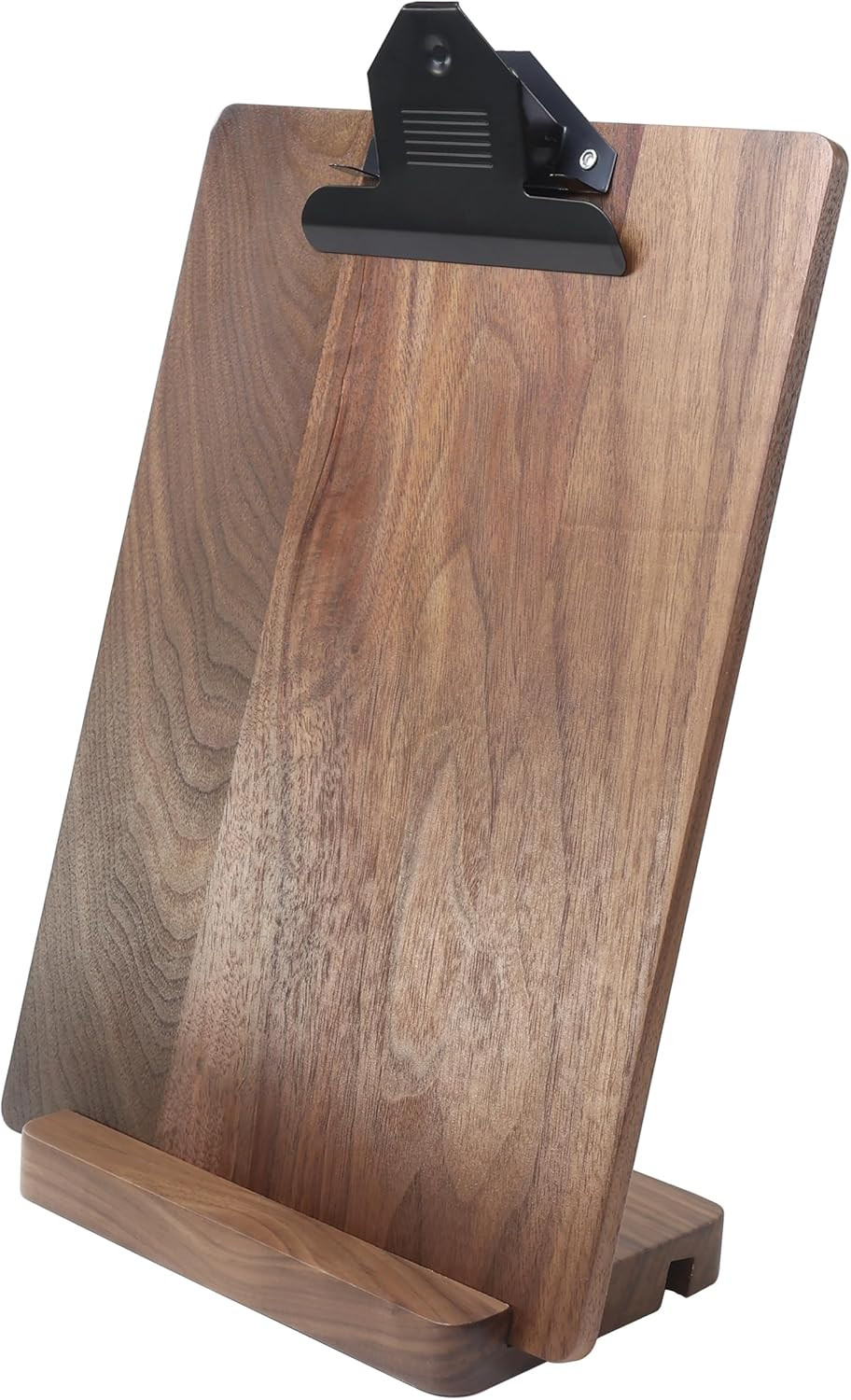 Solid Hardwood Walnut Clipboard with Stand,Wooden Menu Holder