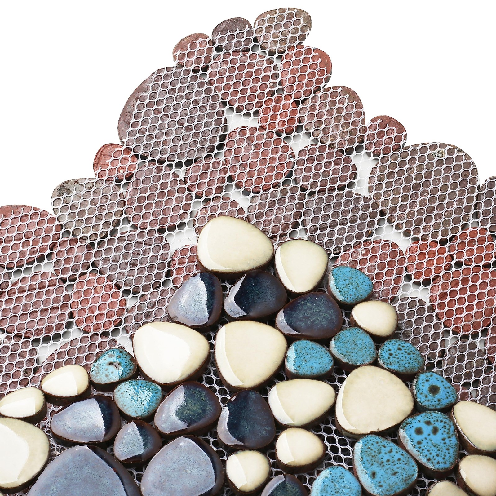 Primoon Pebble Tiles 5 Sheets Aqua Teal Blue Mosaic Tiles For Accent Wall