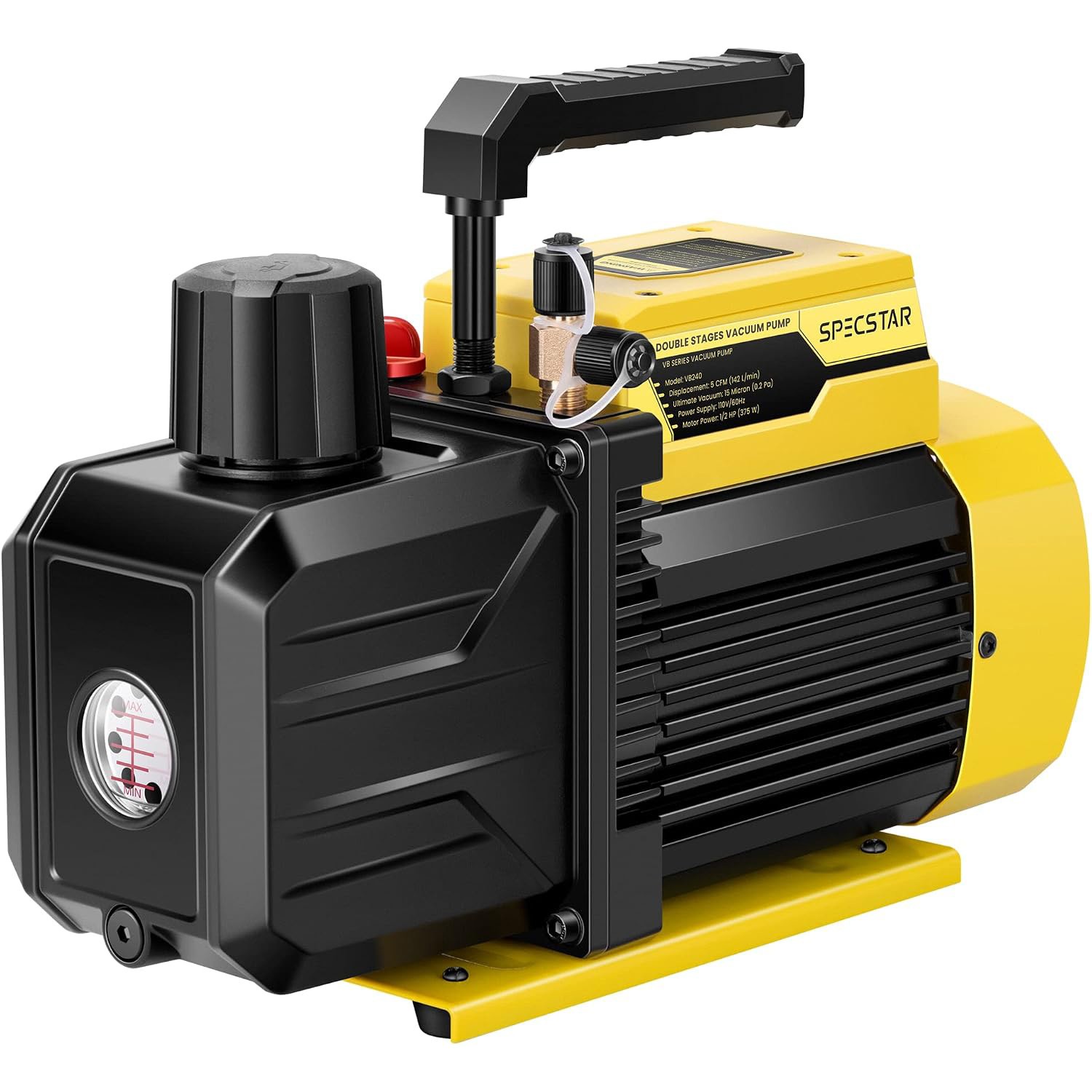 5CFM 1/2HP Dual Stage HVAC AC Vacuum Pump for R410A R134A R22 with 2 Oil Bottles