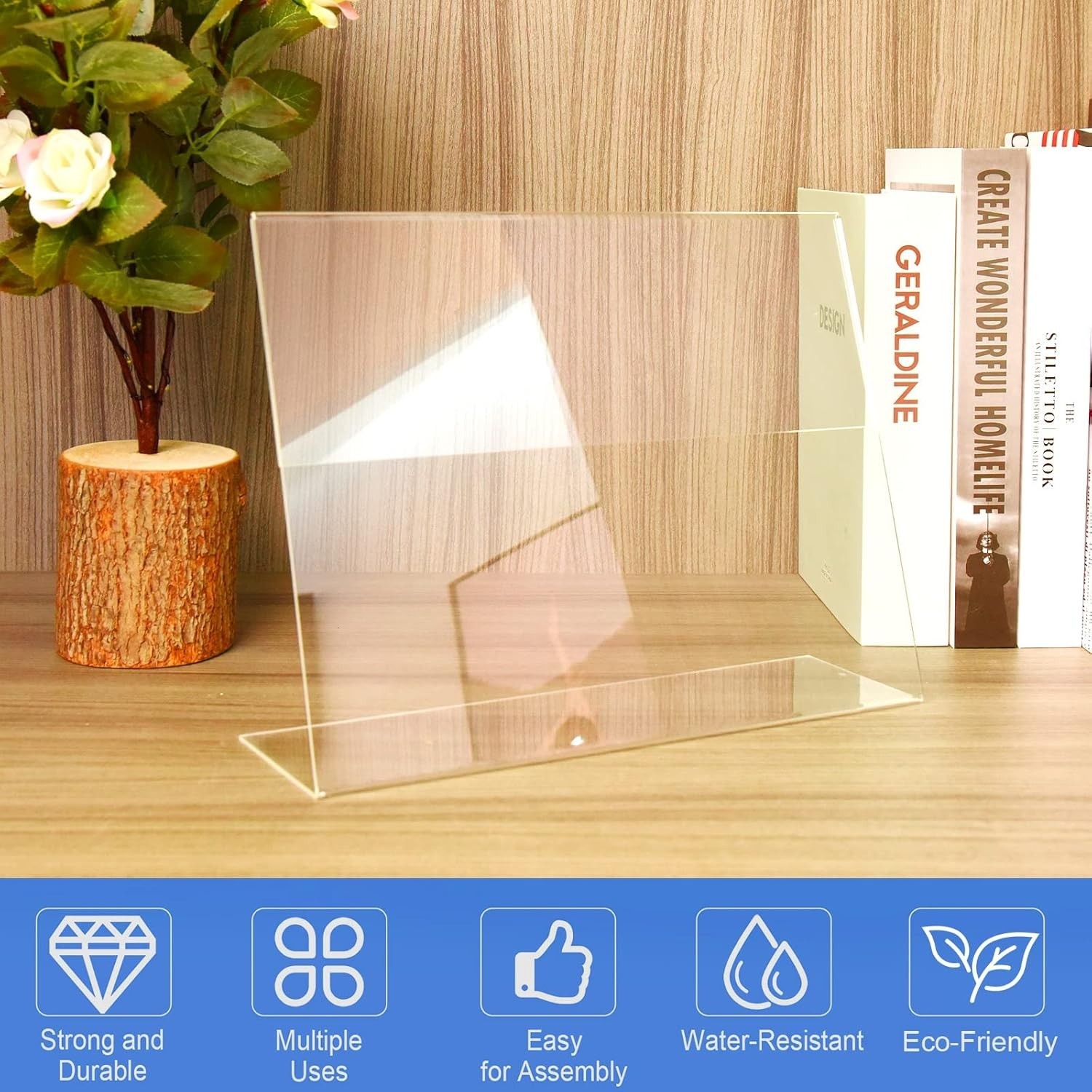 Acrylic Sign Holder 8.5 x 11 Horizontal 6 Pack Slant Back Acrylic Stands for …