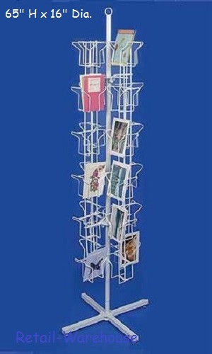 Greeting Card Rack Rotating Spins 48 Pocket White Retail Display 5″ x 7 Cards