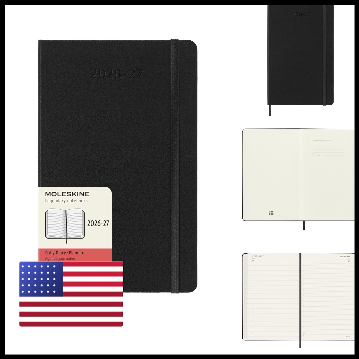 Moleskine Classic 18 Month 2026-2027 Daily Planner, Hard Cover, Large (5″ x