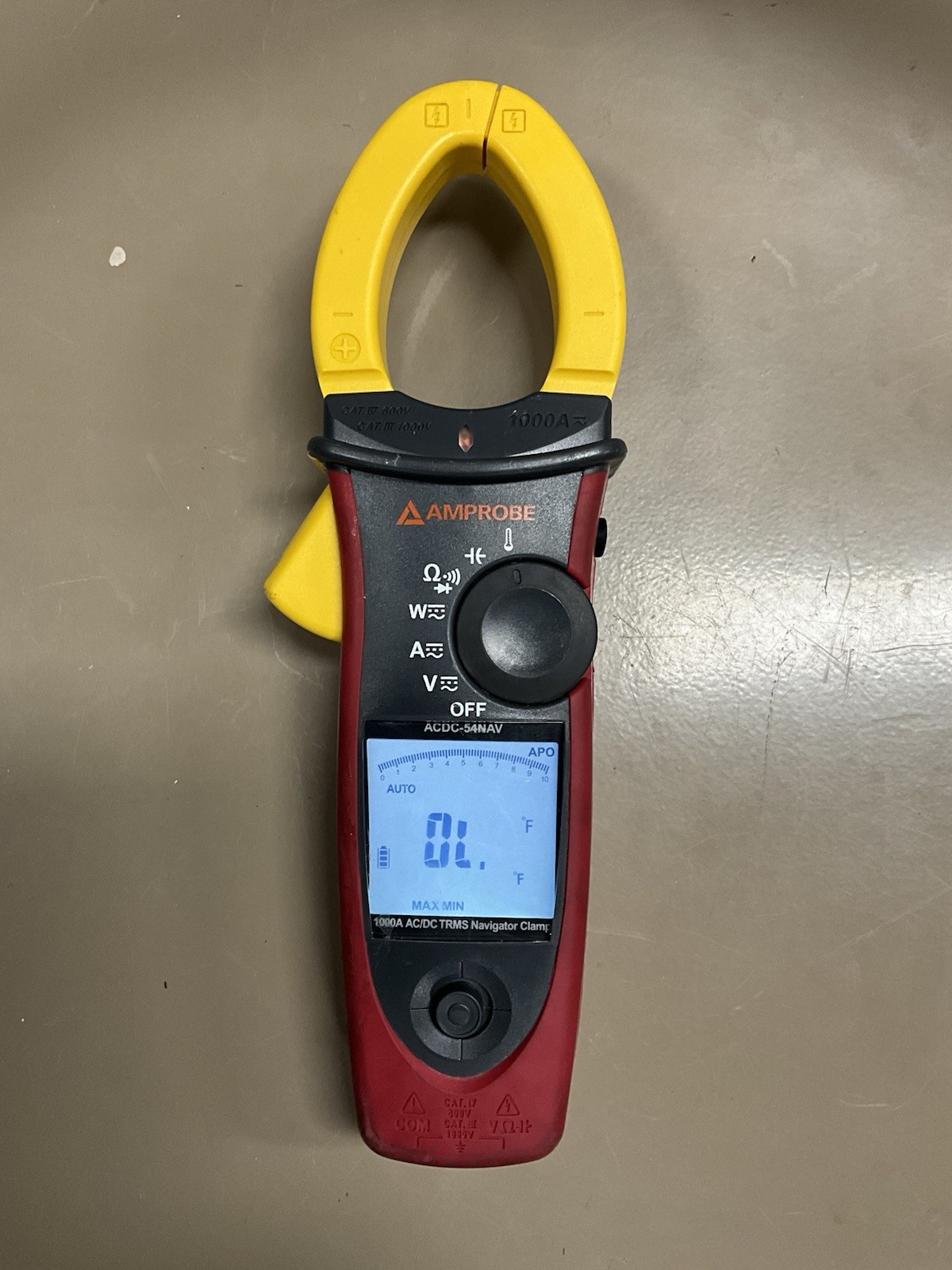 AMPROBE AC/DC-54NAV 1000A AC/DC TRMS NAVIGATOR CLAMP METER POWERS ON