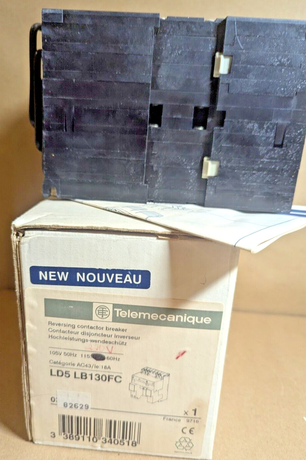 Telemecanique LD5LB130FC Integral 18 Reversing Contactor Breaker 18A, 220v (New)