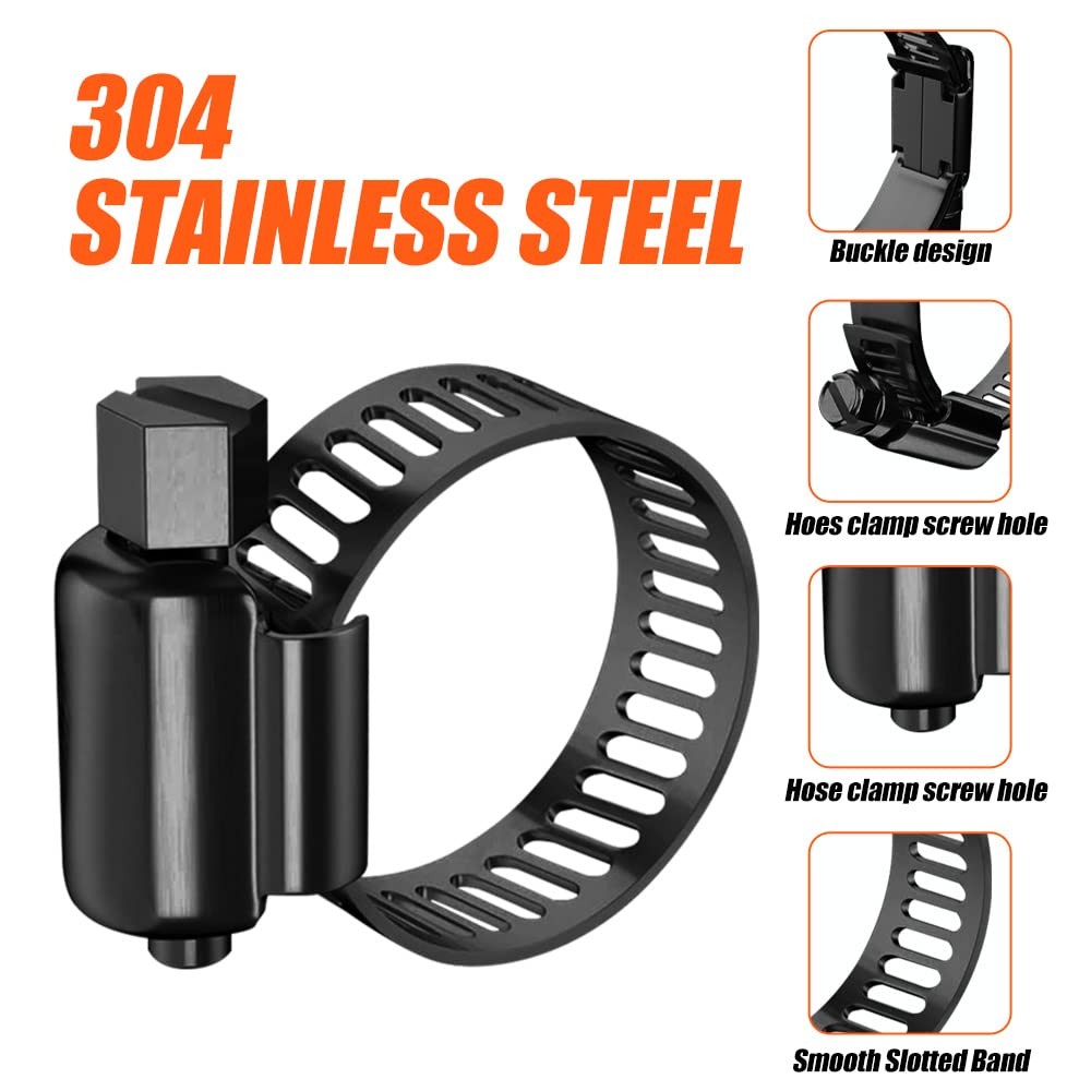 BOTTEN 20pcs Black Hose Clamp,1/2″-3/4″(13-19mm)304 Hose Clamps Stainless Ste…