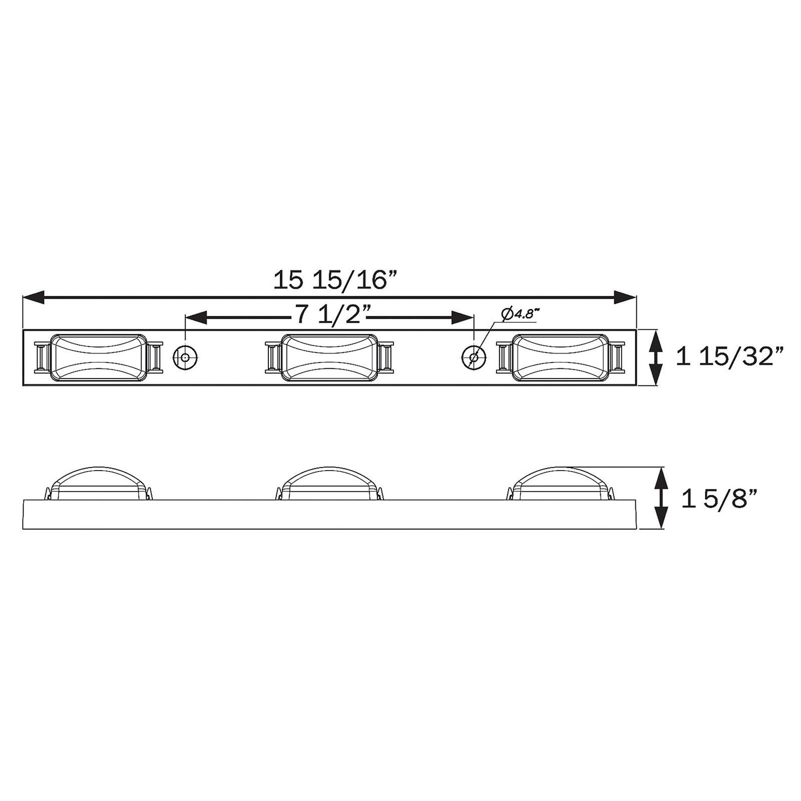 3-LED RED IDENTIFICATION LIGHT BAR WITH BLACK BASE