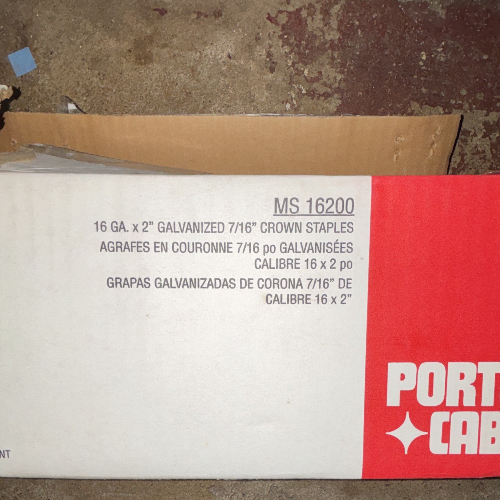 Porter-Cable 16 Ga 2in 7/16in Crown Galv Staples 7,500 MS16200