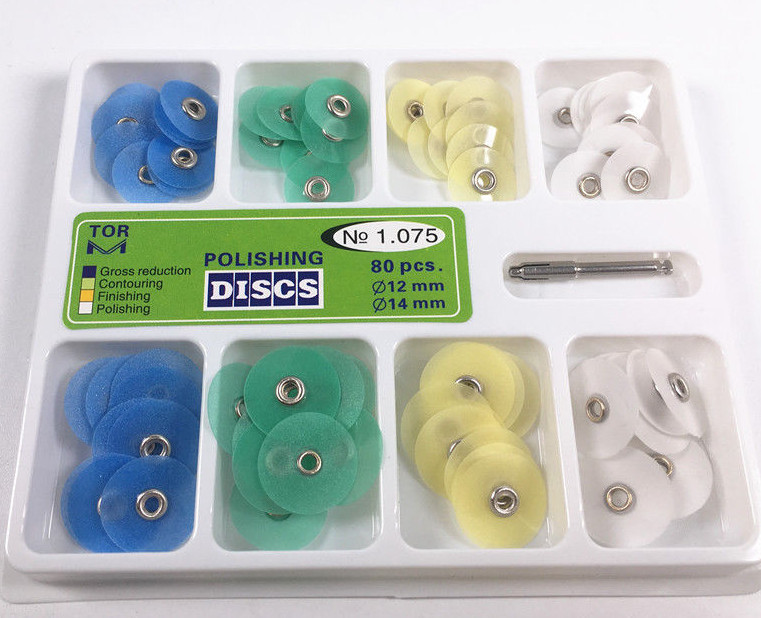 80pcs Dental Polishing Polishing Discs Universal Kit Disc Mandrel TOR No. 1.075