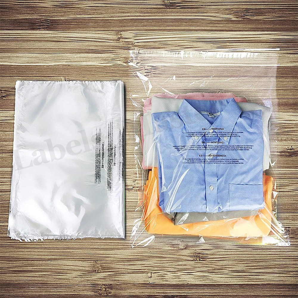 Clear Poly Bags Resealable Suffocation Warning OPP Cello Merchandise Packaging