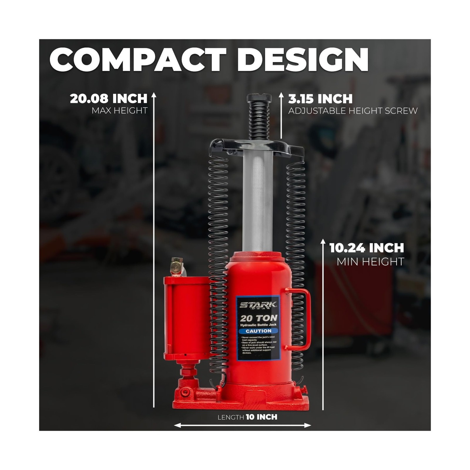 Stark USA 44,000 LBS Low Profile Air Hydraulic Manual Bottle Jack Hoist, 20-T…
