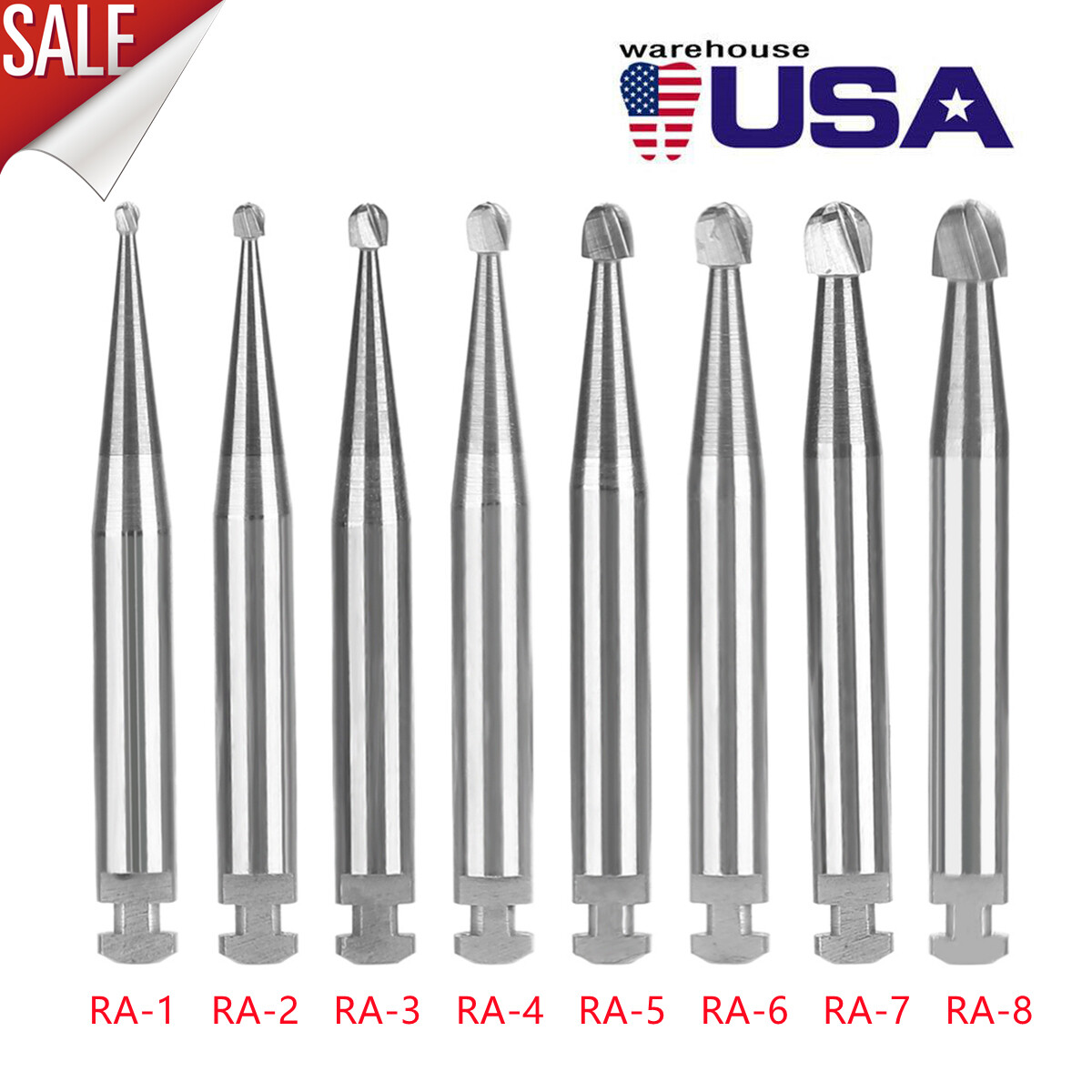 5Pcs/Pack Dental Round Carbide Bur For Slow Low Speed Latch Type RA1-RA8 po