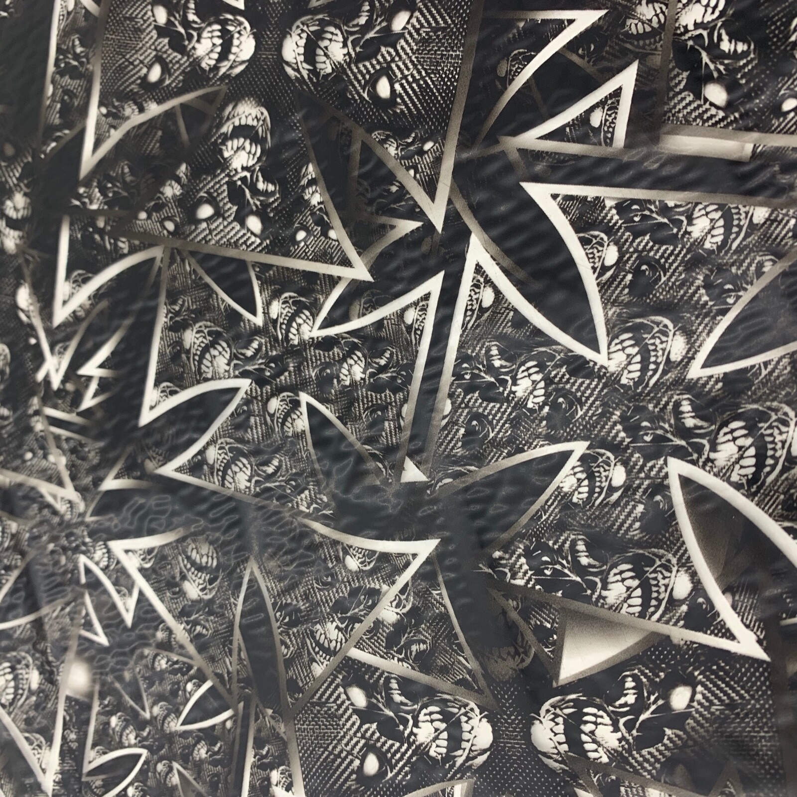 HYDROGRAPHIC FILM Carbon fiber skulls Iron Cross 7′ x 20″ of film hydro DIP APE