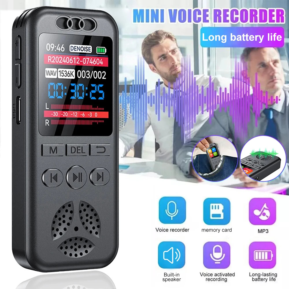 128GB Digital Voice Recorder 1536KBPS Professional Sound Dictaphone Voice Activa