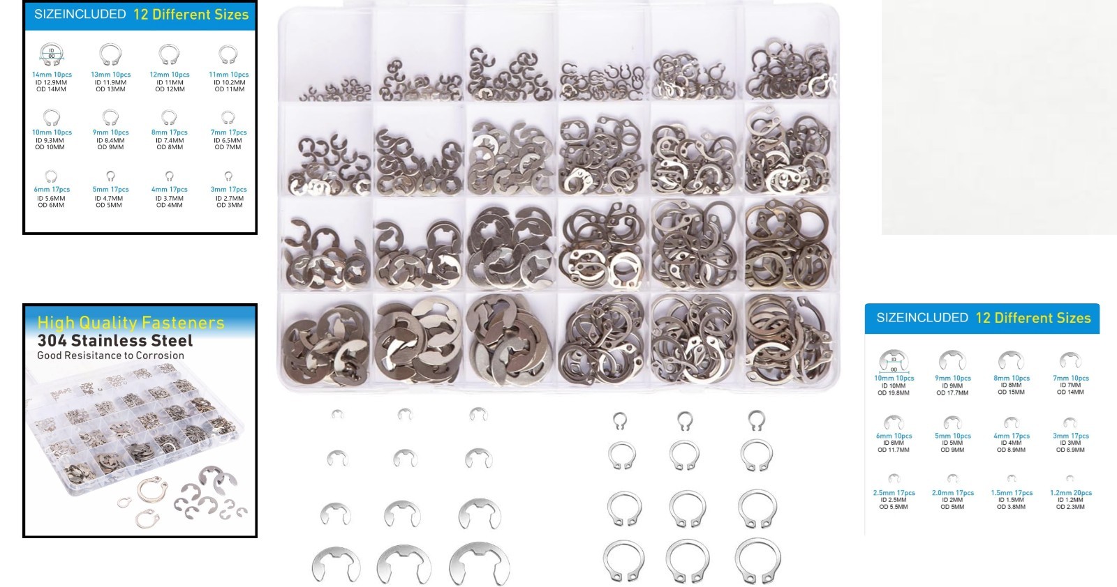 327Pcs E-Clips & Snap Rings – High Tensile Strength, Corrosion-Resistant