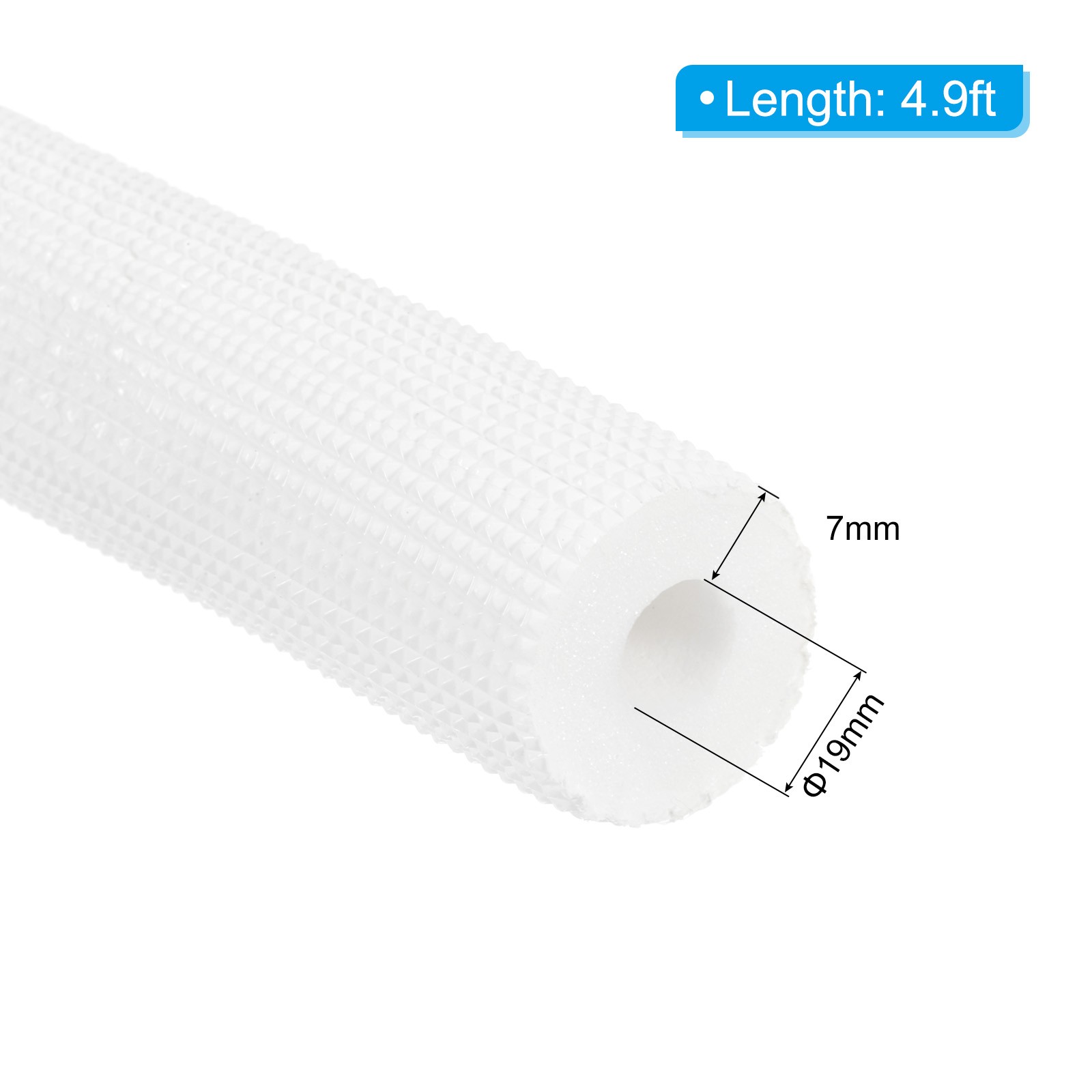 4.9ft Pipe Insulation Tube 3/4″ ID Insulated Foam Tube Handle Grip White