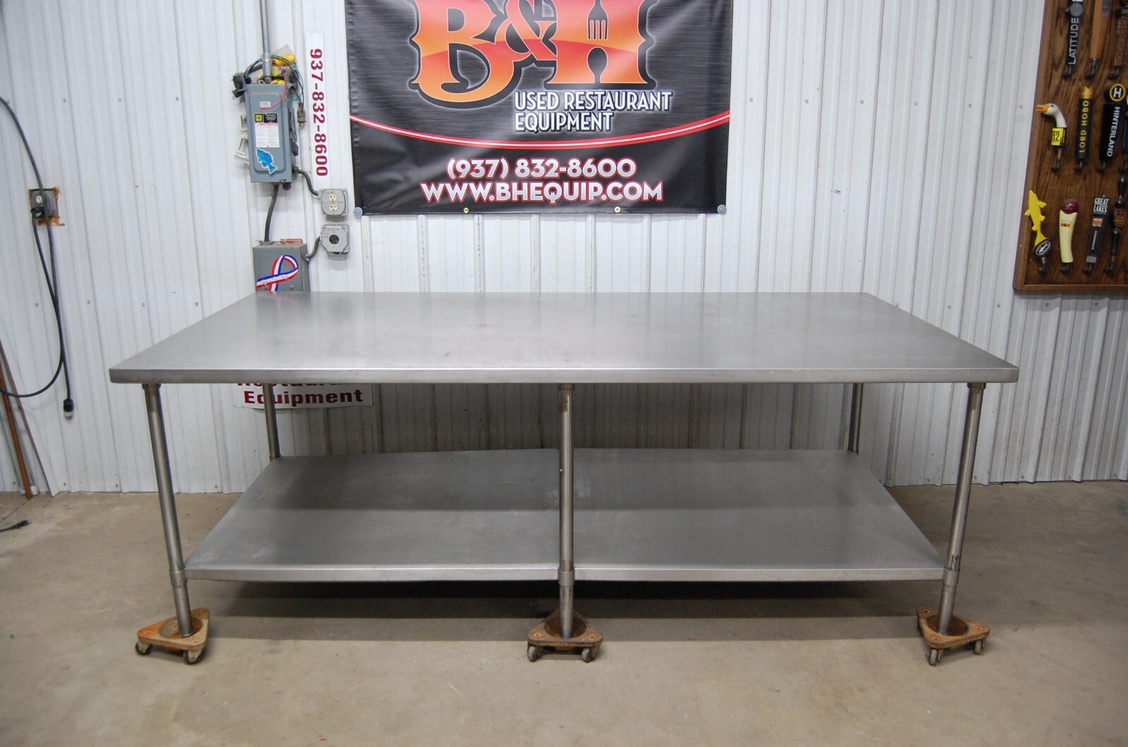 Win Holt 8′ x 4′ Stainless Steel Work Prep Table Kitchen Island 96″ x 48″
