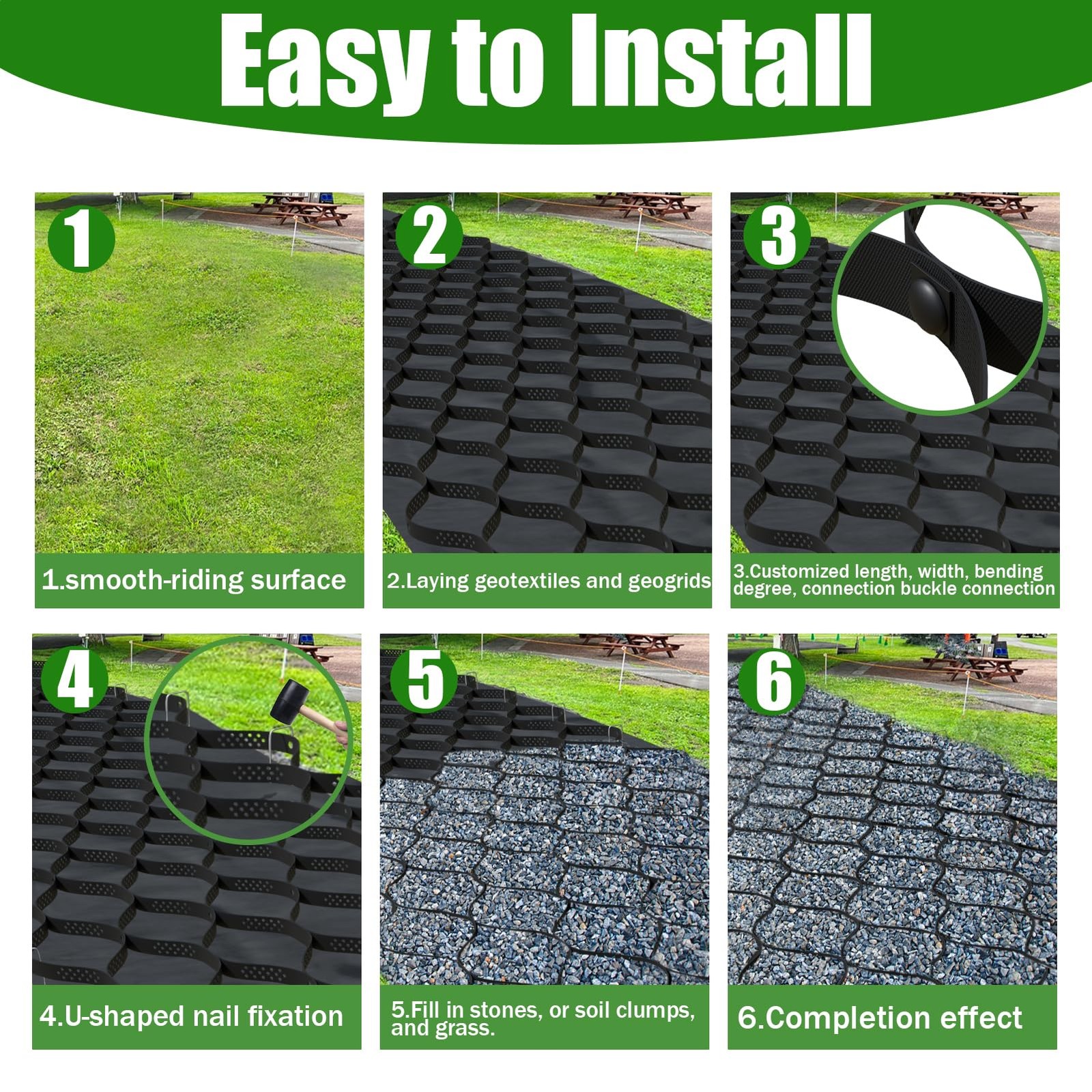 Gravel Driveway Stabilization Grid 4ft x 40ft – Heavy-Duty Ground Support System
