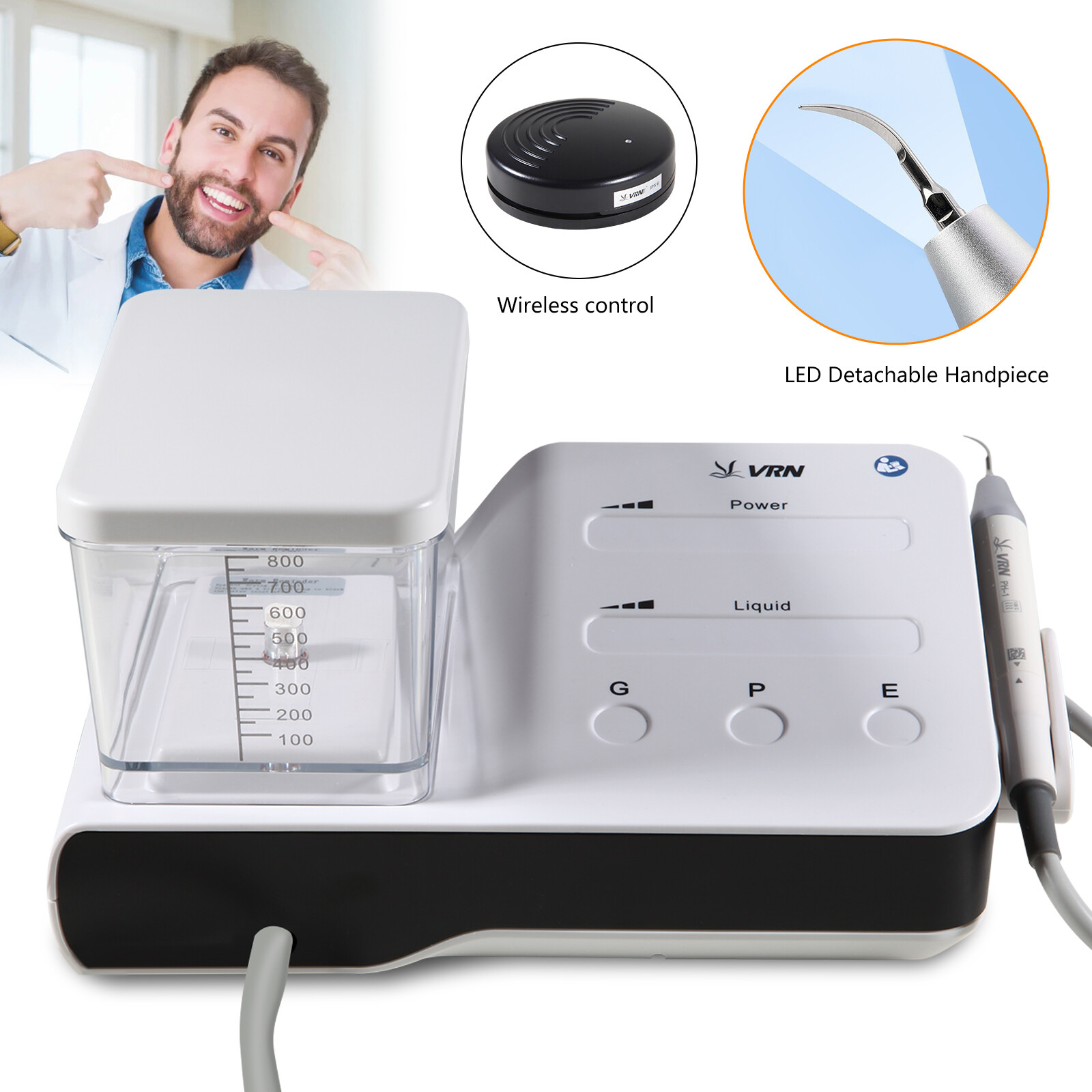 LED Dental Ultrasonic Piezo Scaler Handpiece Bottle Fit EMS Woodpecker + 10*Tips