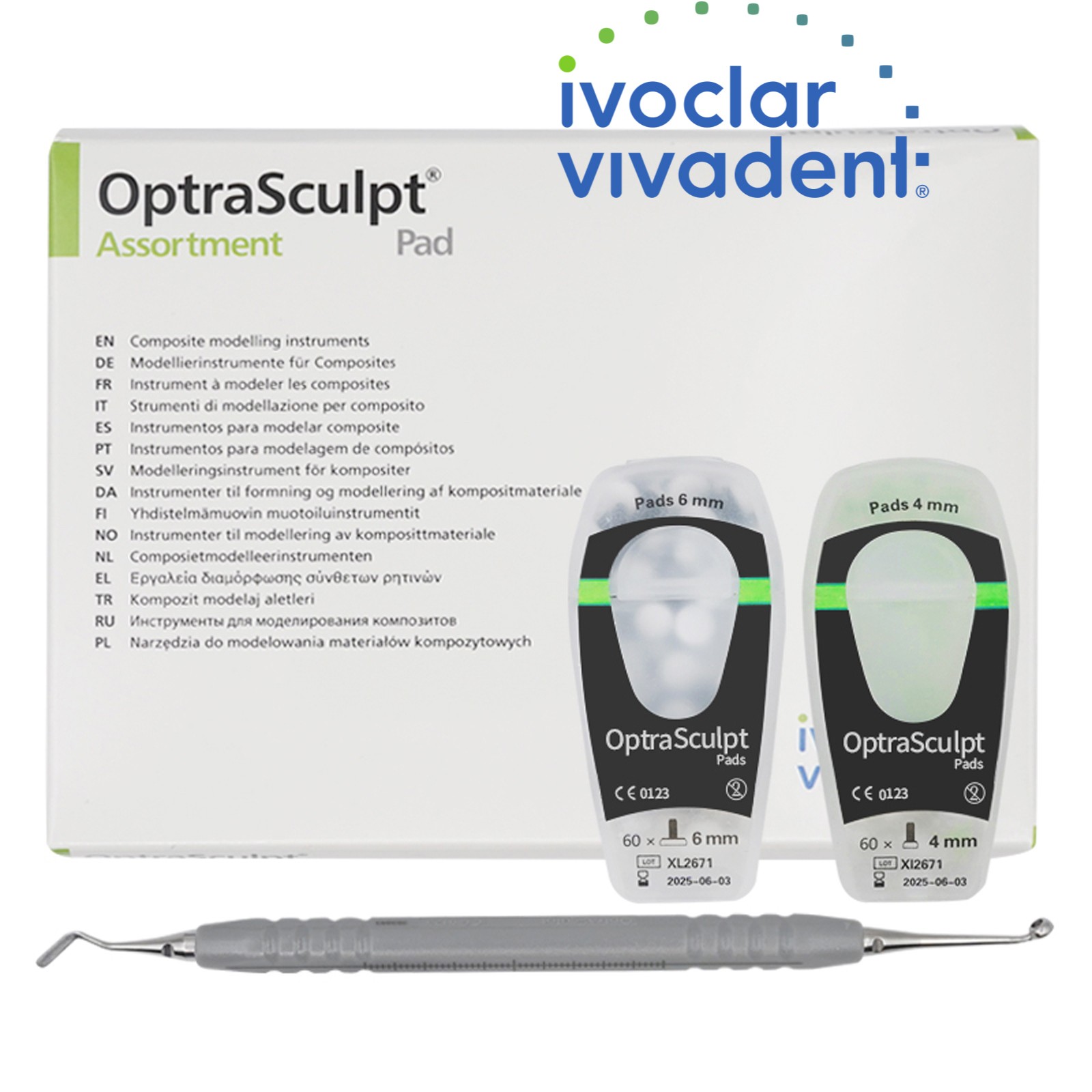 Dental OptraSculpt Foam Pads Kit Veneer Composite Resin Filling Spatula Handle