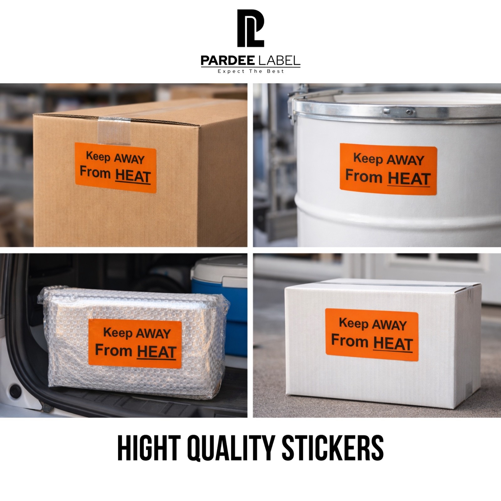 Keep Away From Heat Stickers 2×4 Neon Red Warning Labels 250/Roll