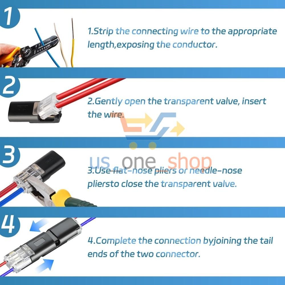 100Pcs Double-Wire Plug-in Connector, Cable Clamp with Locking Buckle, AWG 18-22