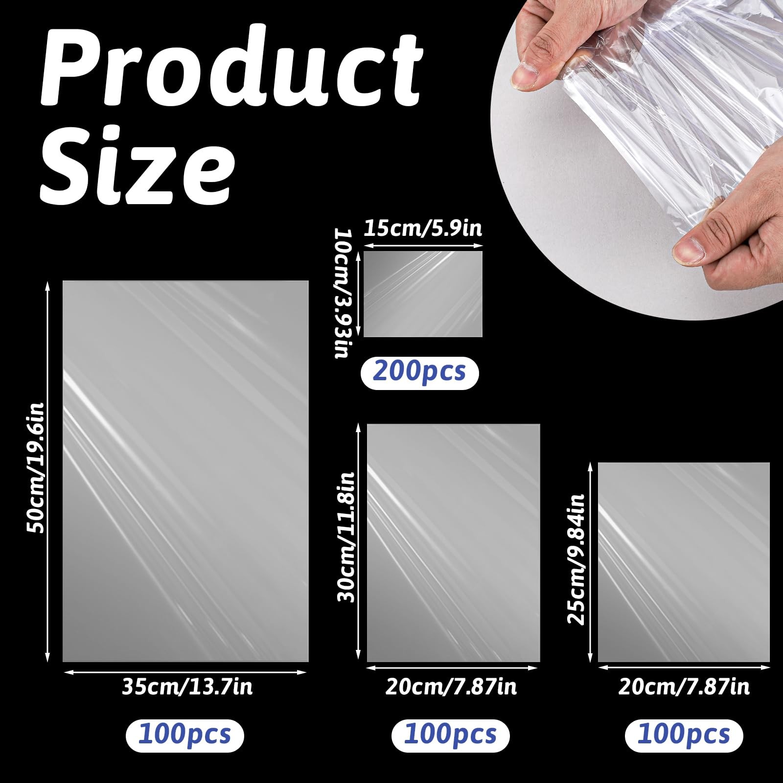 500 PCS Clear PVC Heat Shrink Wrap Bags 4×6 8×10 8×12 14×20 Inches