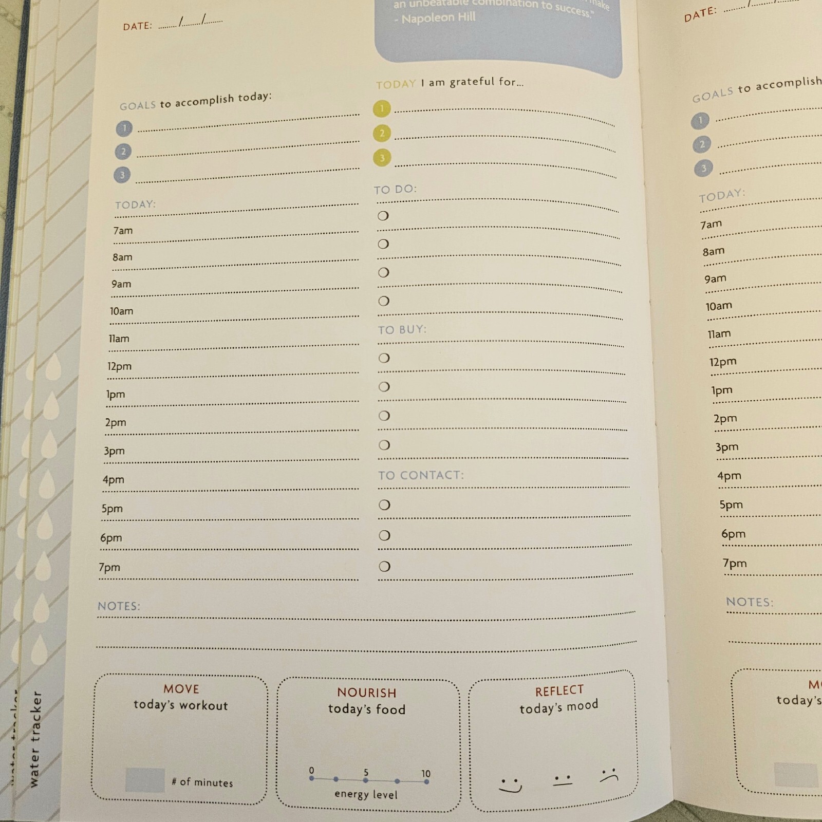 Fitlosophy Blue Six Month Undated Planner Journal 8″×10″ 192 Pgs Soft Bound PU
