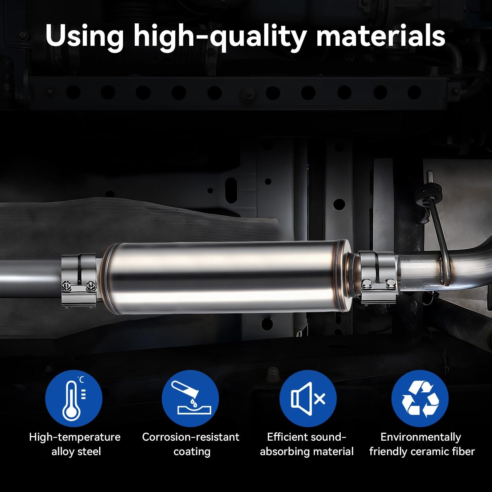 2.5″ Performance Muffler Stainless Steel Straight-Through | Universal Fit Exh…