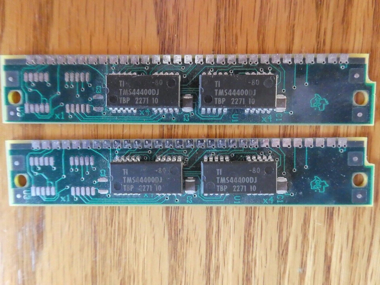Two TEXAS INST. TM124GU8A 8 BIT RAM MODULES – Mac Classic II or Performa 200