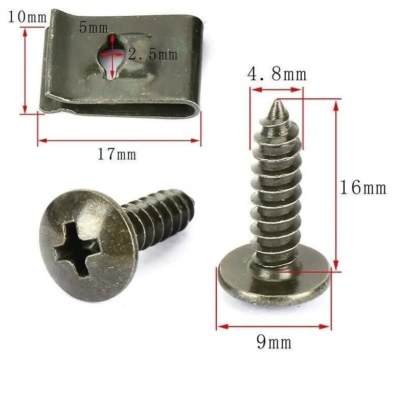 50pcs Car U-Type Clip Screw Fastener Set Metal Anti Rust Panel Fixing – NEW