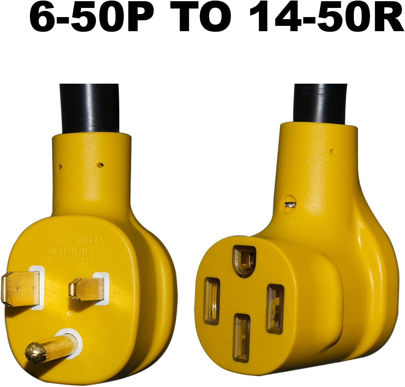 NEMA 6-50P to 14-50R 125V/250V 50 Amp 3 Prong Male Plug to 50 Amp 4 Prong Female
