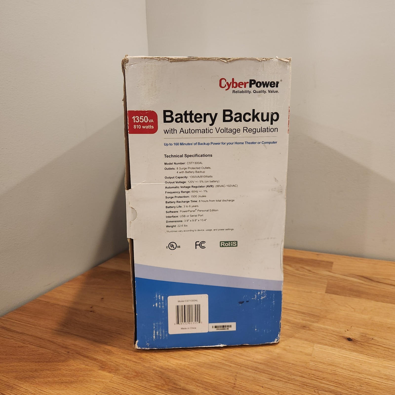 CyberPower CST1300AL Battery Backup Auto Voltage Regulation 1300VA 810W 120V