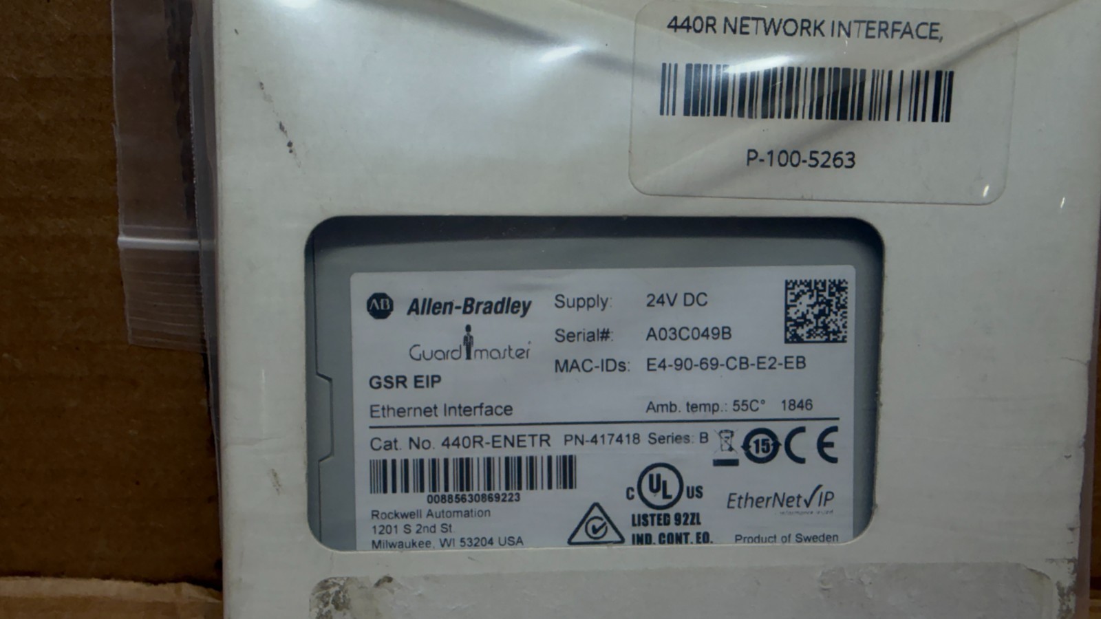 NEW AB 440R-ENETR SER B ETHERNET INTERFACE 24VDC S/N: A03C049B SHIPS SAME DAY