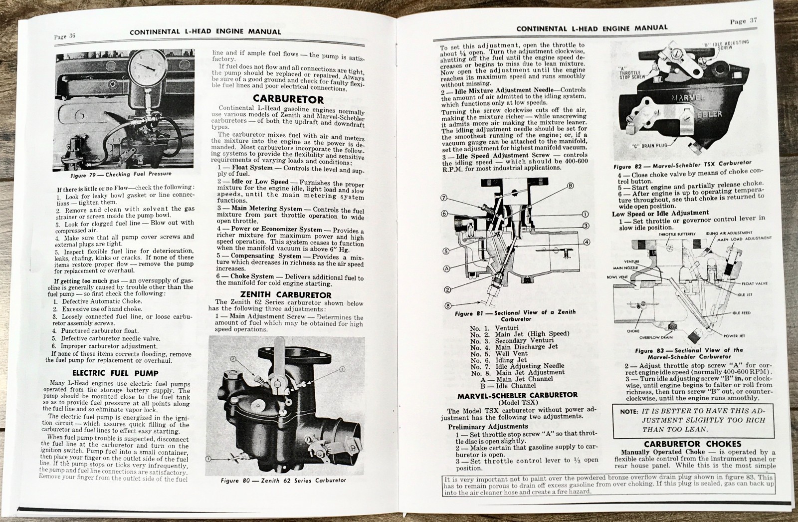 Continental L-Head F162 F163 Engine Motor Service Repair Owners Operators Manual