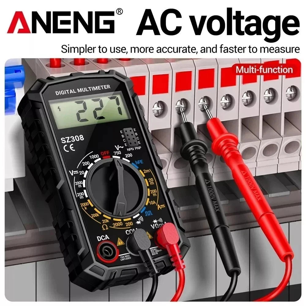 Digital Multimeter LCD Voltmeter Ammeter Ohmmeter Volt AC DC Tester Leads Meter