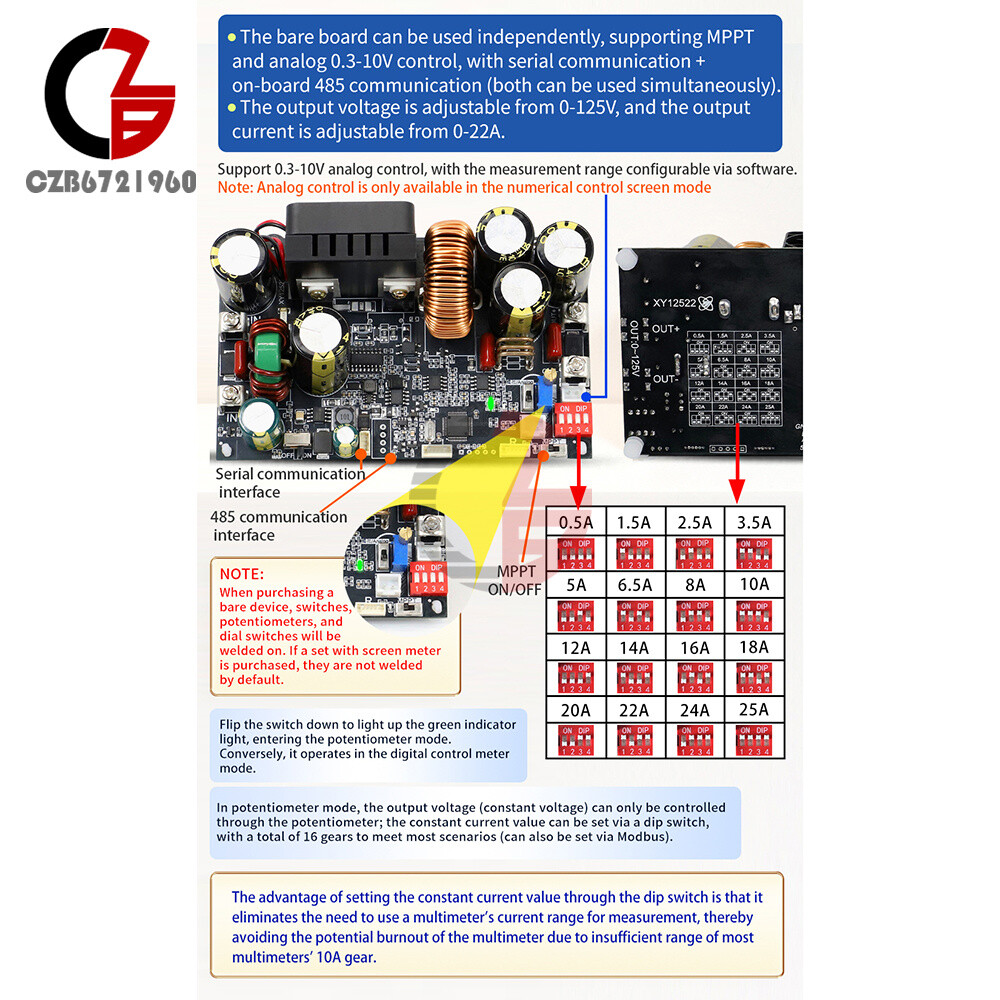 XY12522 CNC DC Adjustable Buck Power Supply Module Constant Voltage Current 22A