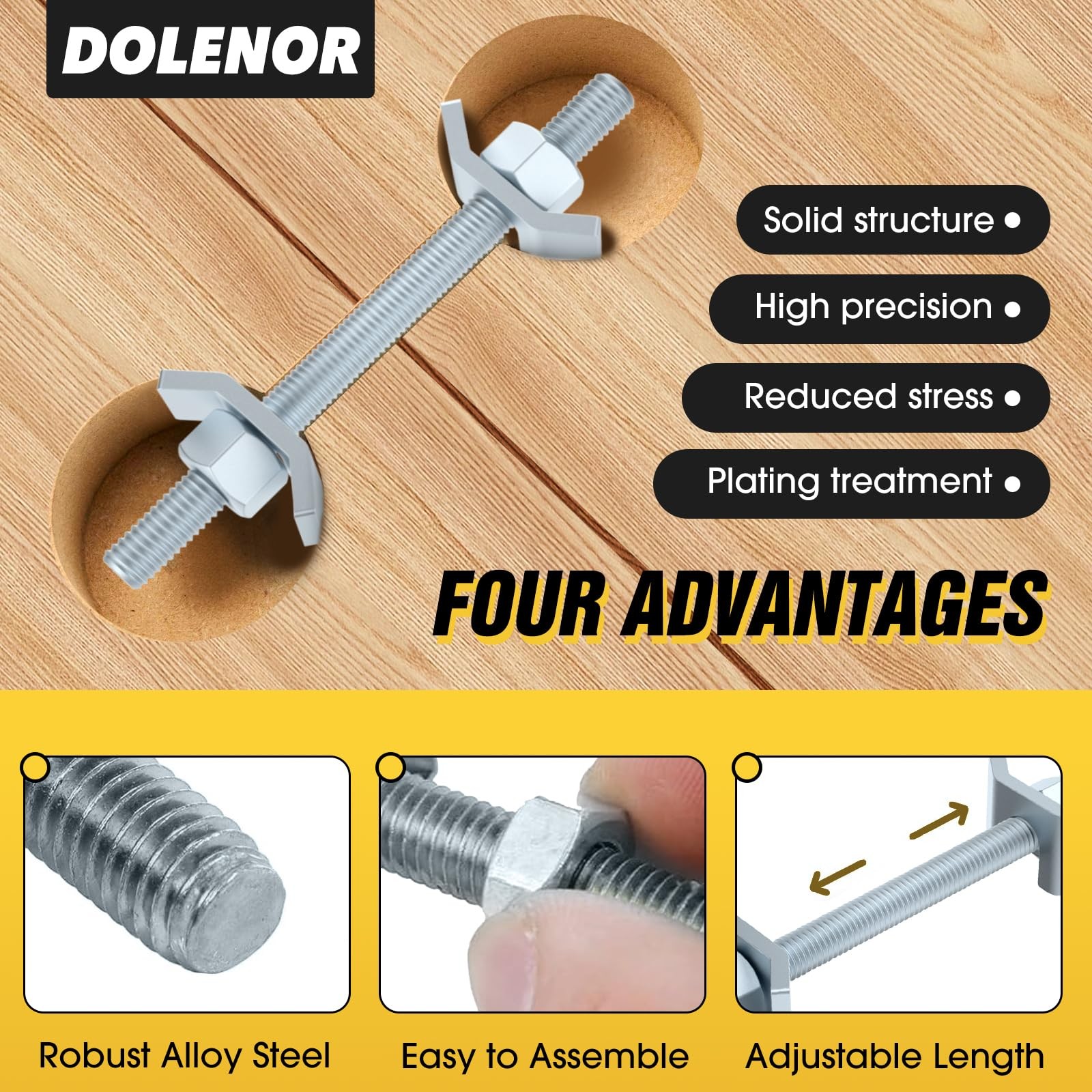 10 PCS Countertop Joint Connectors Butcher Block Fasteners Miter Bolts