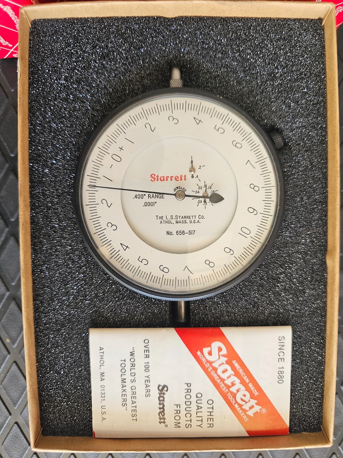 Starrett 656-517J Dial Indicator – 0.400in Range – .0001″ Graduation