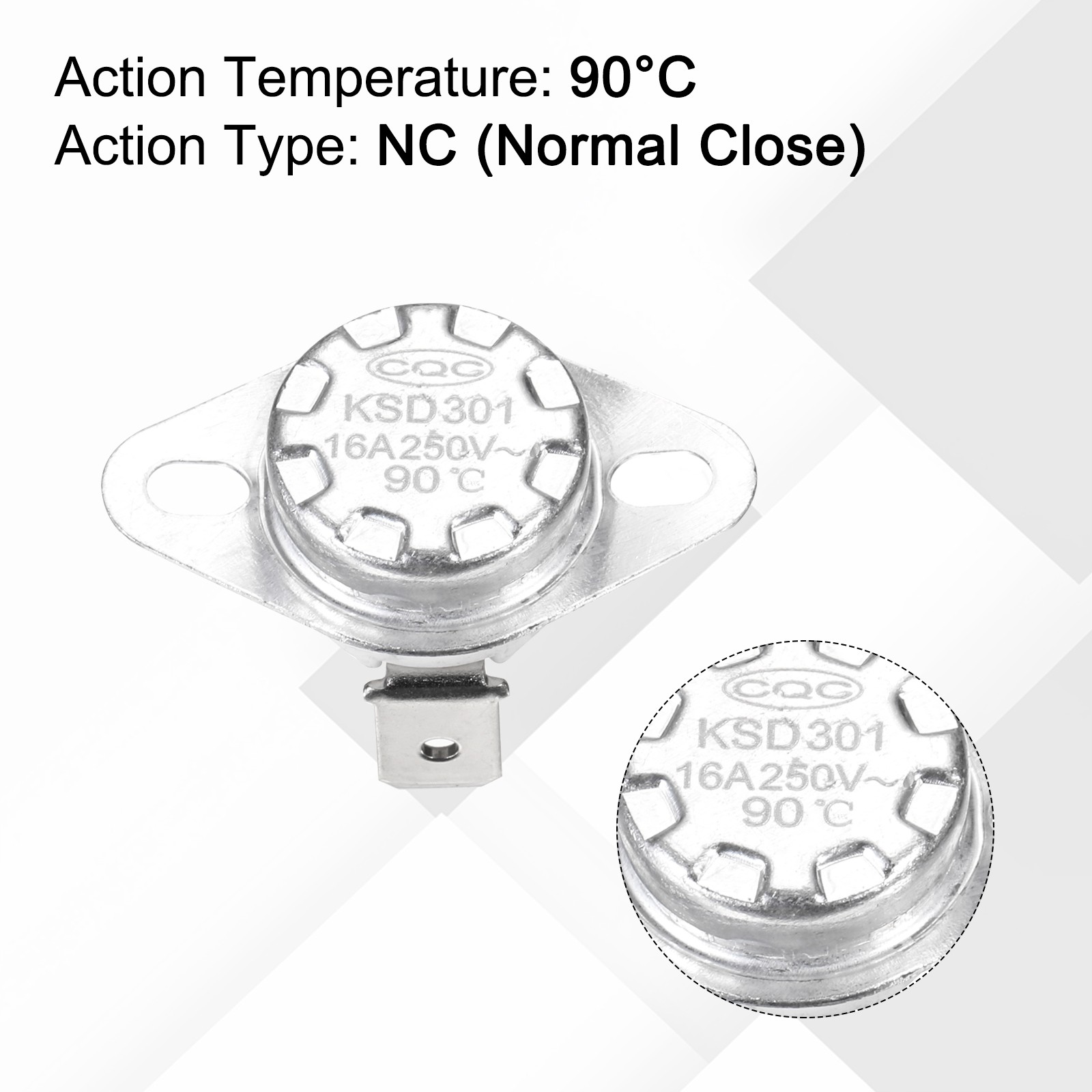 KSD301 Thermostat 90°C/194°F 16A N.C Adjust Snap Disc Temperature Switch 8 Pcs