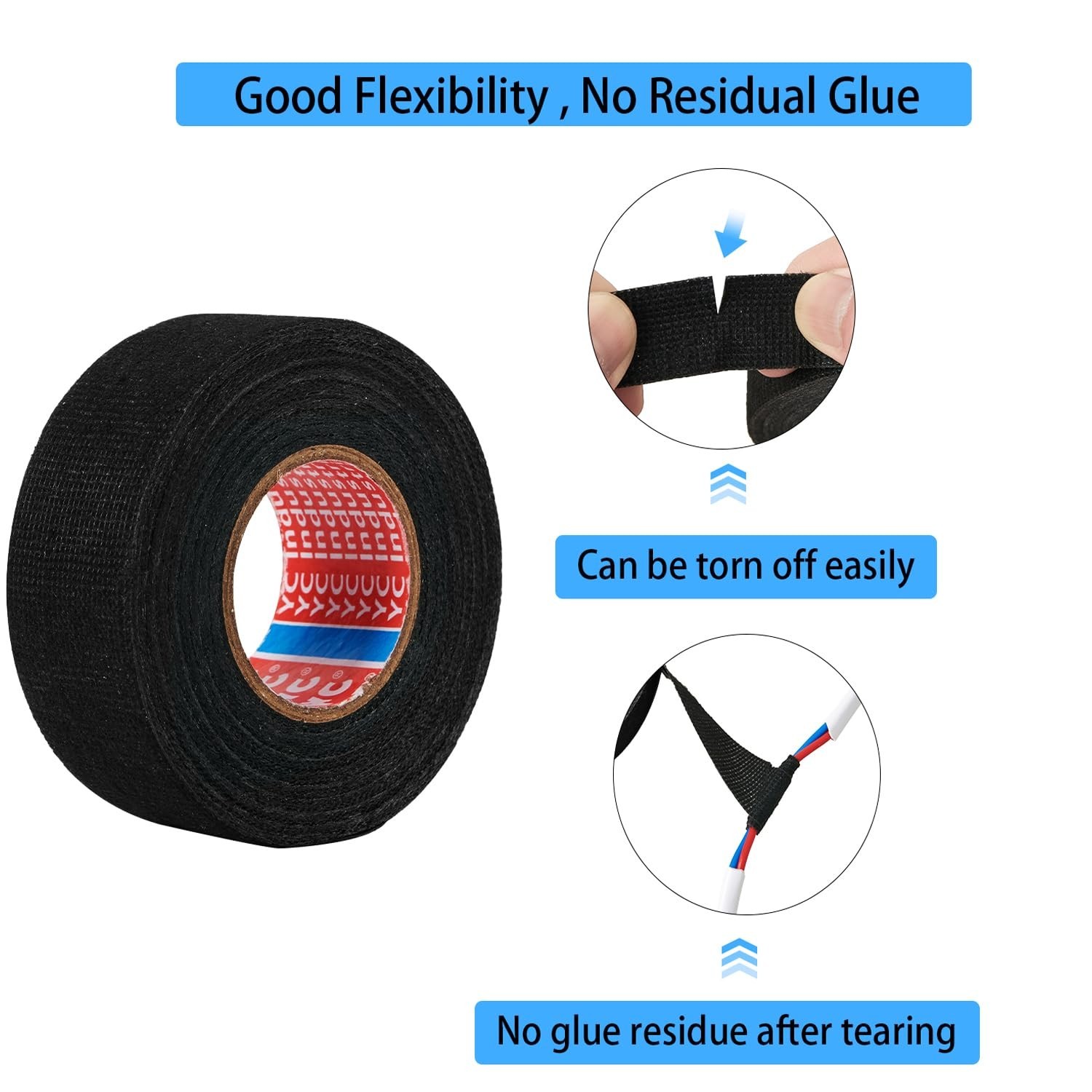 2 Rolls 50Ft Automotive Wire Harness Cloth Tape Heat Resistant Noise Dampening