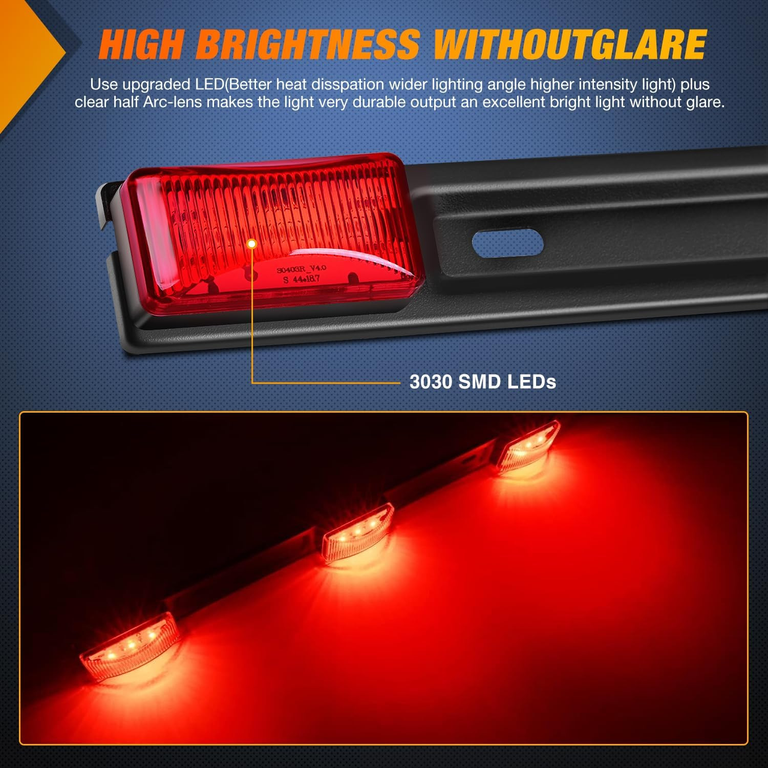2-Pack 14.2″ 9-LED Red Identification Trailer Light Bar w/ SS Bracket