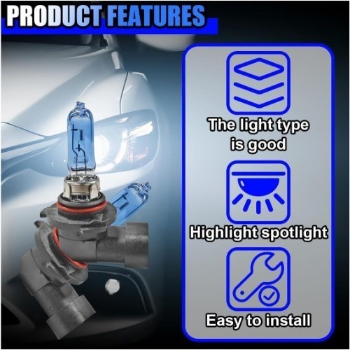 2PCS HB3/9005 12V 65W White Halogen Bulbs, High/Low Beam Headli Size: HB3/9005
