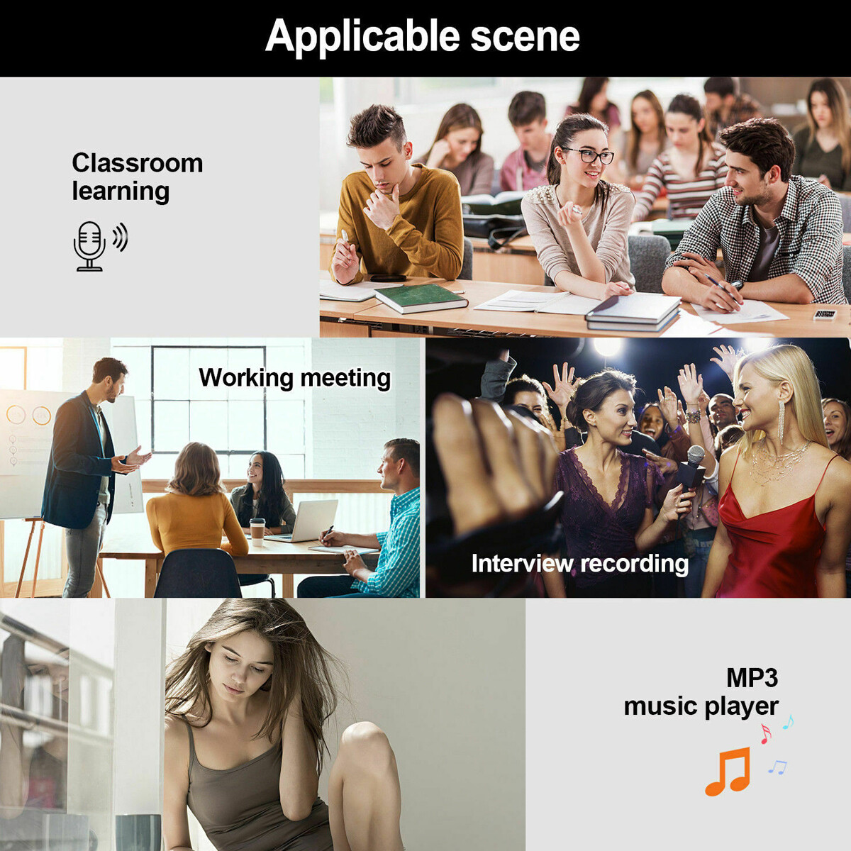 16GB Mini Digital Voice Activated 500 Hr Audio Recorder Magnetic MP3 Player