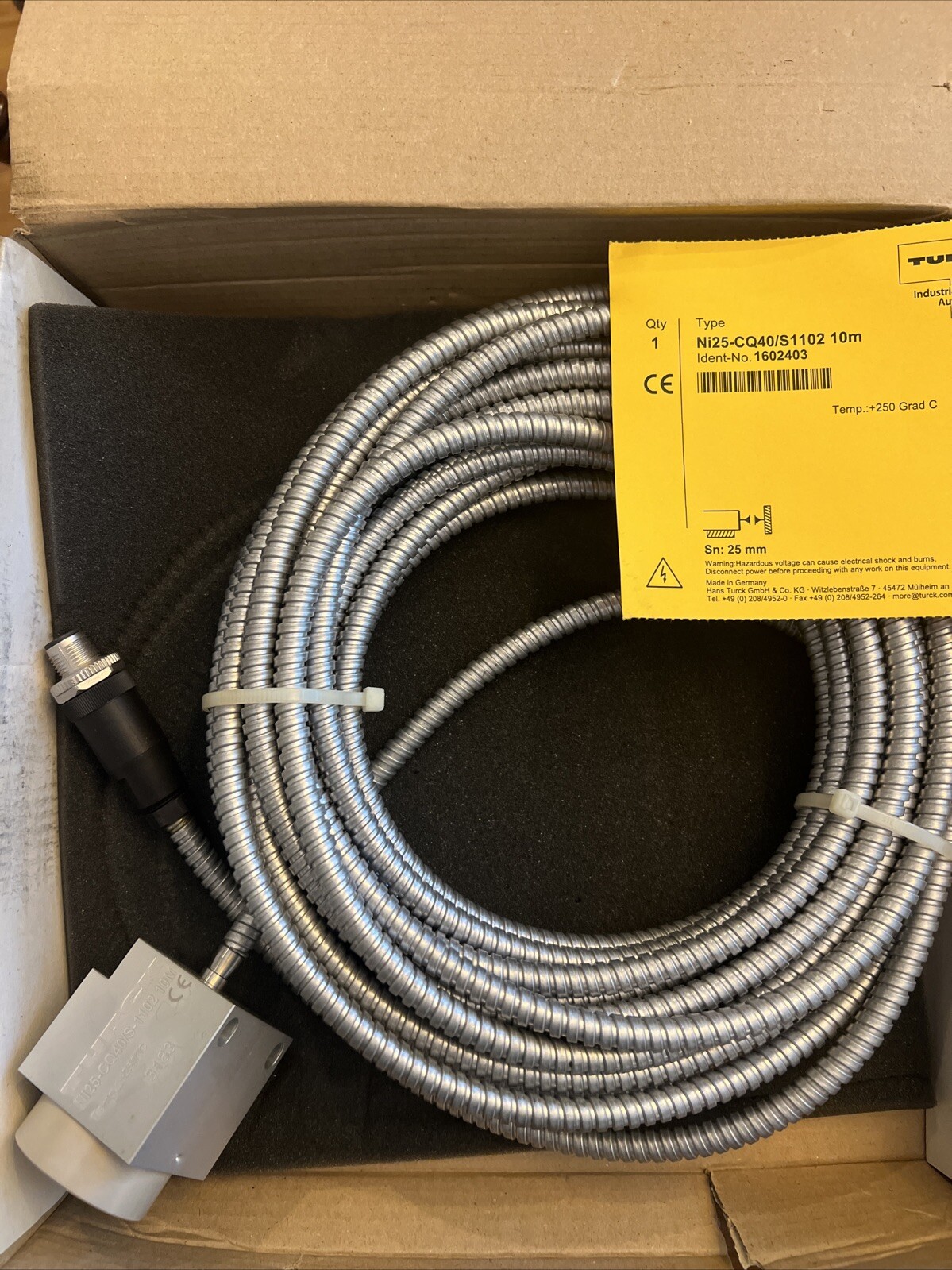 🔥TURCK Ni25-CQ40/S1102 10M Inductive Sensor W/ Increased Temp Range, NEW🇺🇸