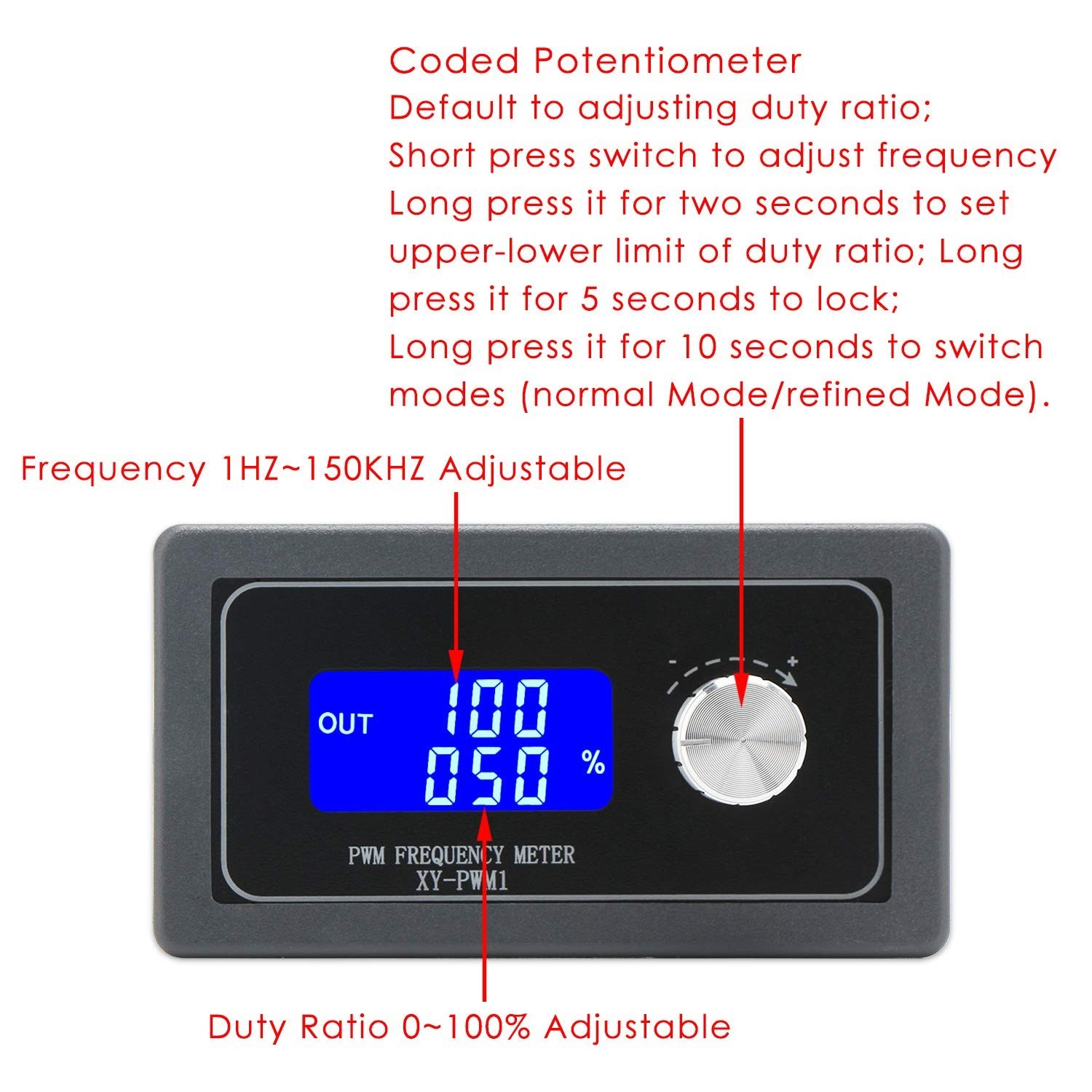 Adjustable Frequency Generator 1Hz-150kHz with LCD Display for Precise PWM Co…