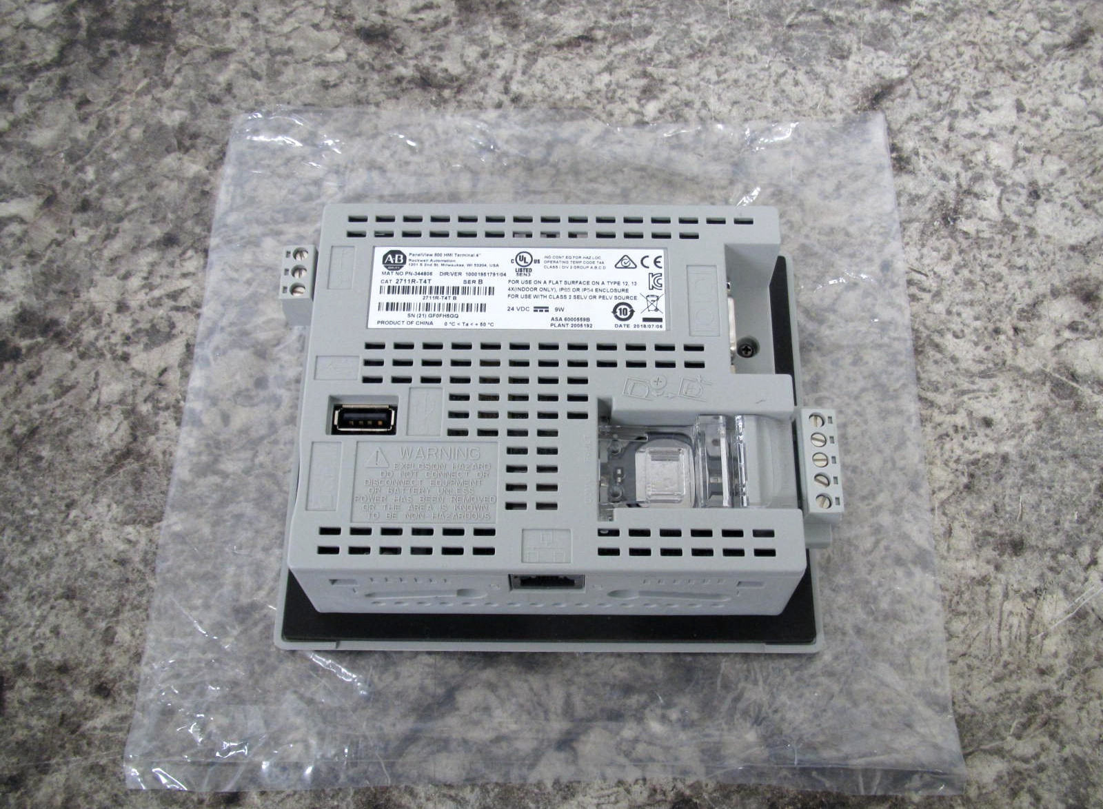 Allen-Bradley 2711R-T4T Ser B / PanelView 800 / 4″ HMI Operator Terminal Used